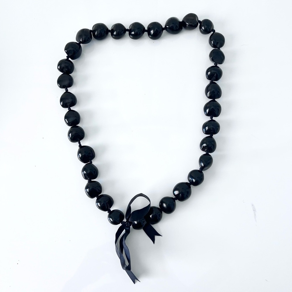 Authentic Black Kukui Nut Lei Necklace